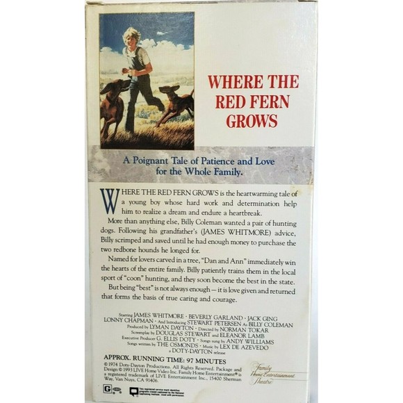 Where The Red Fern Grows VHS Video Family Movie Film w/ James Whitmore 1974 - Picture 3 of 6